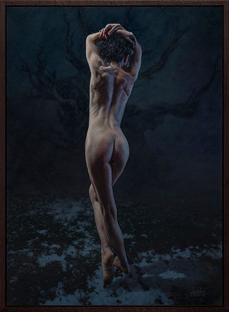 Schneewittchen ~ Snow White - 43,5" x 31.5" image area, 45.5" x 33.5" framed - Oil on canvas on panel - in Mahogany Narrow Profile Float Frame