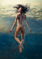 Transcendent Faith - 50" x 36" image area, 52" x 38" framed - Oil on canvas on panel - in Mahogany Narrow Profile Float Frame