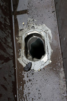 August 2021 - damaged gutter and bricks at north alley party wall