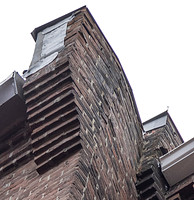 August 2021 - damaged gutter and bricks at north alley party wall