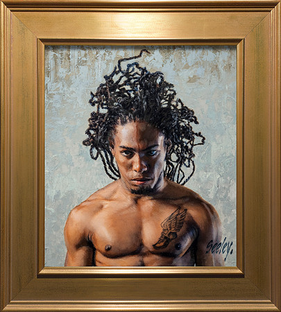 Medusa - 15.5" x 13.5"  oil on canvas on board - 21.5" x 19.5" framed in Larsen Juhl Plein Air Gold Leaf - Infected by Art - $5,200