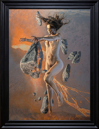 Gaia - Oil on Canvas on Board - 43.5" x 32" Image Area - 50.25" x 38.75" framed in Larson Jhul Black Enameled Frame - SOLD