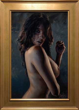 Desire - 23.5” x 15.5” Image Area - 28.5” x 20.75” framed - oil on canvas on board - framed in Larsen Juhl Plein Air Gold Leaf - available via Contact link in menu $4,600
