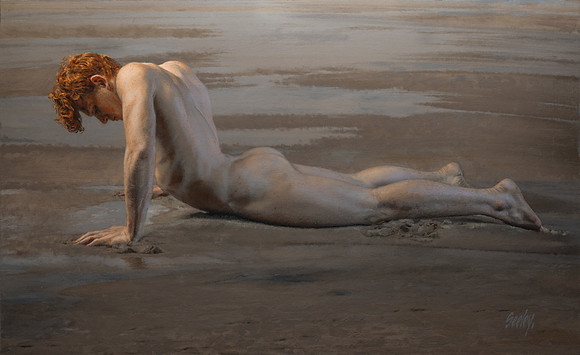 Narcissus - 26 1/2" x 43 1/2" image area - 28 1/2" x 45 1/2" in a hardwood float frame.  Oil on canvas on panel.  - Available via Abend Gallery - $9,500