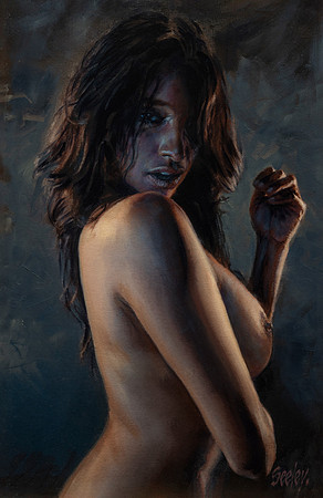 Desire - 23.5” x 15.5” Image Area - 28.5” x 20.75” framed - oil on canvas on board - framed in Larsen Juhl Plein Air Gold Leaf - available via Contact link in menu $6,600