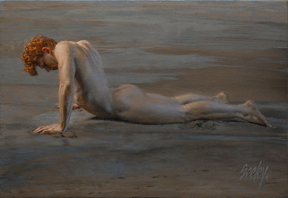 Narcissus - 11" x 16" image area - 14 3/4" x 19 3/4"  framed in Larsen Juhl Plein Air Gold Leaf - available via Contact link in menu - $3,100