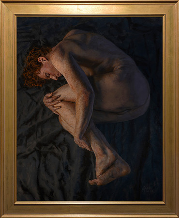 Loner - 34" x 27" image - 39.5"x 32.5" framed - oil on canvas on panel - framed in Larsen Juhl Plein Air Gold Leaf frame