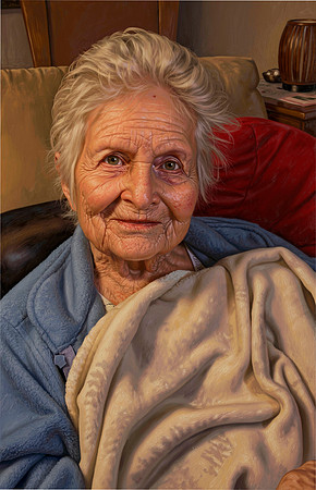 full color painting in the style of Dave Seeley. More beautiful and moody. Pose remains unchanged. Accurately overlay subject. Background remains unchanged