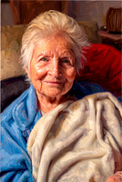 full color painting in the style of John Singer Sargent. Pose remains unchanged. Accurately overlay subject. Background remains unchanged. Primary lighting direction remains unchanged