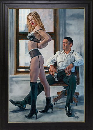 Hard Boiled - For Private Eyes Only - Insight Editions - Oil on Canvas Print on Panel - 23 3/4" x 35 1/4" Image Area in Black and Gold Wood Frame.  $4,400