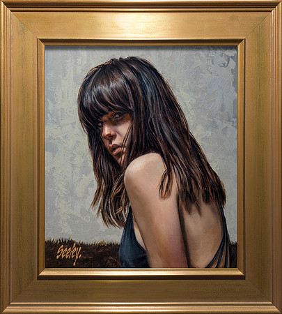 Dawn #5 Masquerade ...    13.5" x 15.5"  oil on canvas on board - 19.5" x 21.5" framed in Larsen Juhl Plein Air Gold Leaf