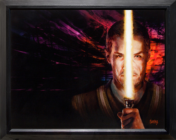 Star Wars Riptide 2 (Jaden Korr) - Del Rey/Lucasfilm - oil on print on canvas 18" x 23"...black enamel wood frame. $4,500 - SOLD