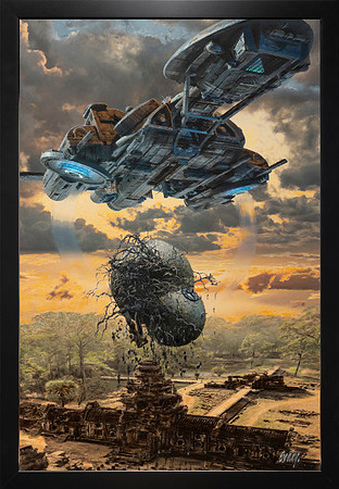 The Icarus Twin - Baen Books - Timothy Zahn - Oil on Board - 24" x 16" Image Area - 25.5" x  17.5" Framed in Black Shadowbox - $5500