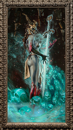 Court of the Dead - Kier - Infected By Art - Oil on Canvas on Board - Sideshow Collectibles - 23” x 43” image area, 33” x 49” framed in Larson Juhl - $4800 - SOLD