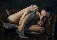 Boxed - Oil on Canvas on Board - 17" x 24" image area - 18.25" x 25.25" in deeply recessed black hardwood frame