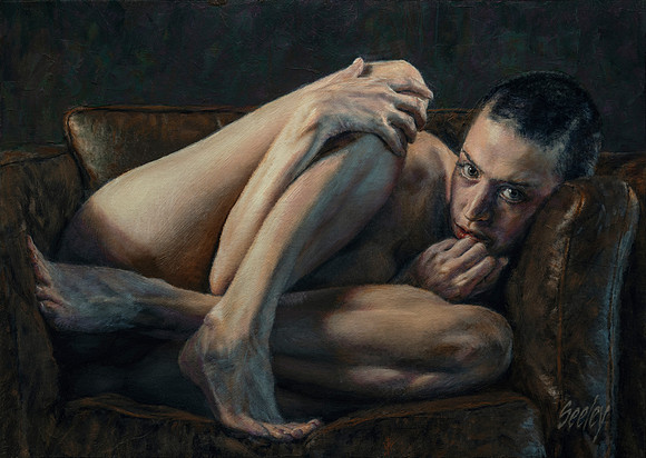 Boxed - Oil on Canvas on Board - 17" x 24" image area - 18.25" x 25.25" in deeply recessed black hardwood frame