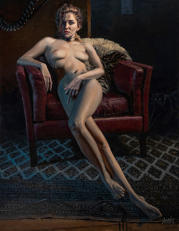 The Venus of Los Angeles - 34" x 26.5" image area - 33"x40" framed - oil on canvas on panel - framed in Larsen Juhl Plein Air Gold Leaf