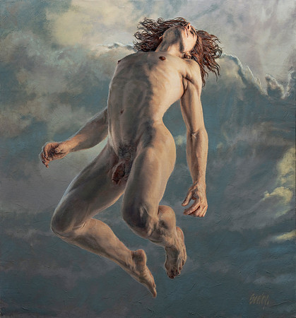 Ascension - 36” x 33.5” image area - 37.5" x 35" framed in 1” width and 2.5” deep black lacquered hardwood