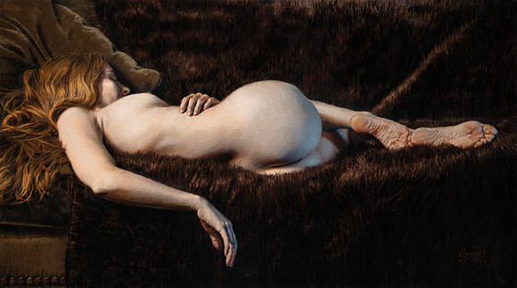 Violin - 22" x 39" image - 28" x 45" framed - oil on canvas on panel - framed in Larsen Juhl Plein Air Gold Leaf frame