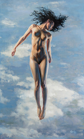 Transcendent Lynne - 44” x 26.5” Image Area - 49.5” x 32” framed - oil on canvas on board - framed in black and gold leafed Larson Juhl hardwood - available via Contact link in menu - $6,600