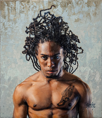 Medusa - 15.5" x 13.5"  oil on canvas on board - 21.5" x 19.5" framed in Larsen Juhl Plein Air Gold Leaf - available via Contact link in menu - $5200