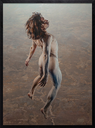 Rising - Oil on Canvas on Board - 43.5” x 32” image area - 45" x 33.5" framed in 1” width and 2.5” deep black lacquered hardwood - Available via Abend Gallery - $10,800