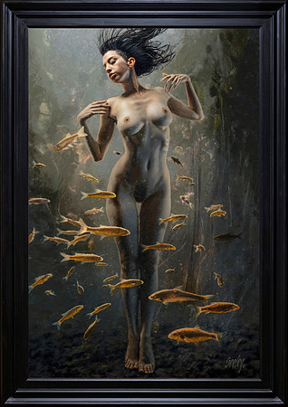 Venus - Oil on Canvas on Board - 29" x 43.5" Image Area - 36" x 50.25" framed in Larson Jhul Black Enameled Frame - available at Abend Gallery $11,200