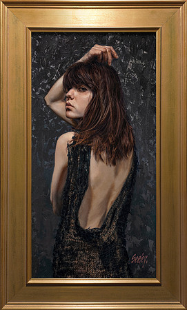 Dawn #4 Second Offense - 12" x 24"  oil on canvas on board - 18" x 30" framed in Larsen Juhl Plein Air Gold Leaf