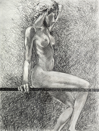 Pencil Girl on a Line