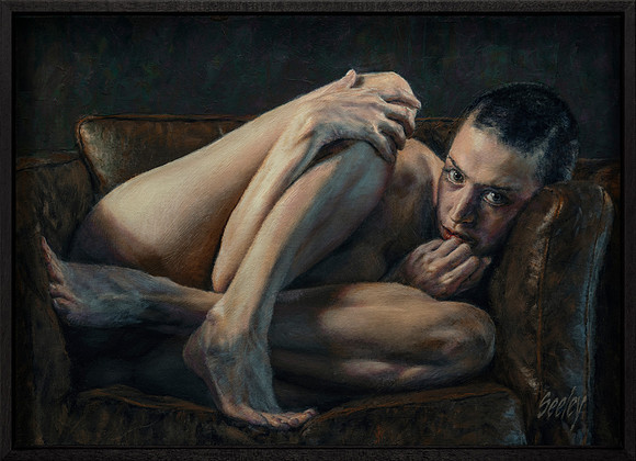 Boxed - Oil on Canvas on Board - 17" x 24" image area - 18.25" x 25.25" in deeply recessed black hardwood frame