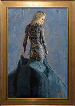 The Matador - 36" x 24" image - 42" x 30" framed - oil on canvas on panel - framed in Larsen Juhl Plein Air Gold Leaf frame - available at Abend Gallery - $6,300