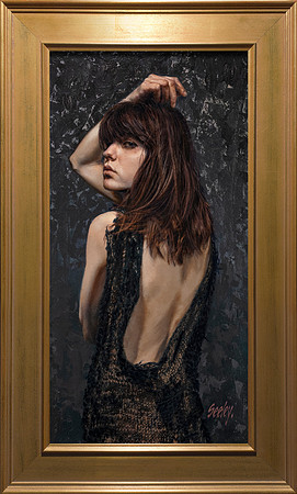 Second Offense - 12" x 24"  oil on canvas on board - 18" x 30" framed in Larsen Juhl Plein Air Gold Leaf - available via Contact link in menu - $8,600